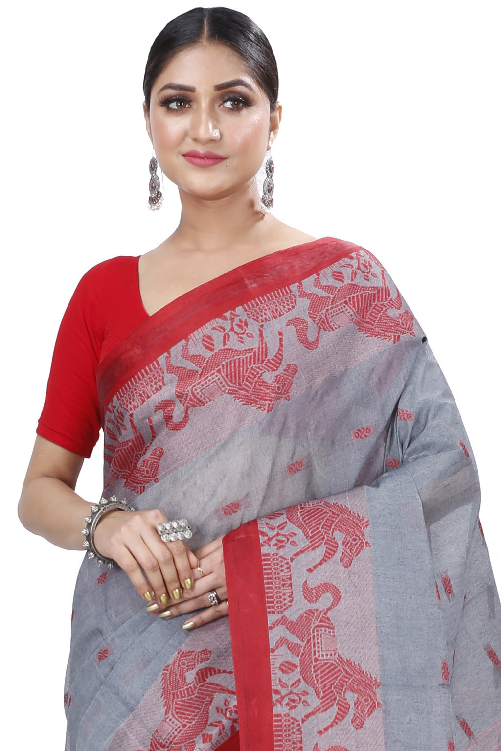 Grey Pure Cotton Indrani Tant Saree (1016)